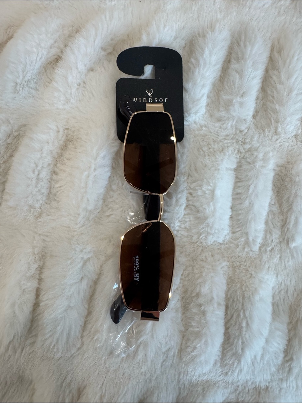 Windsor Gold Frame Brown Lens Rectangular Sunglasses